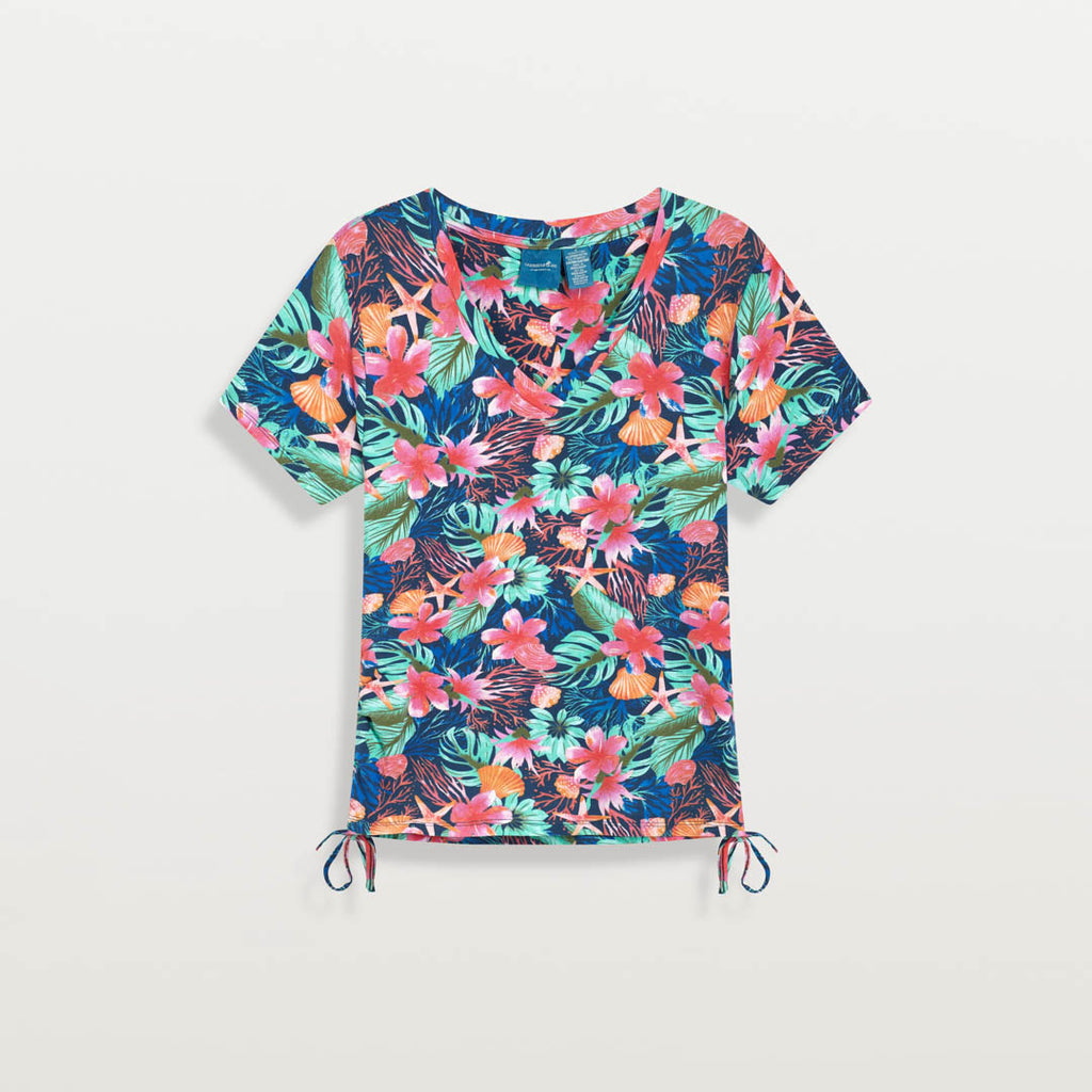 Caribbean Joe Women's Tank Top Shirt Large Tropical Floral Print