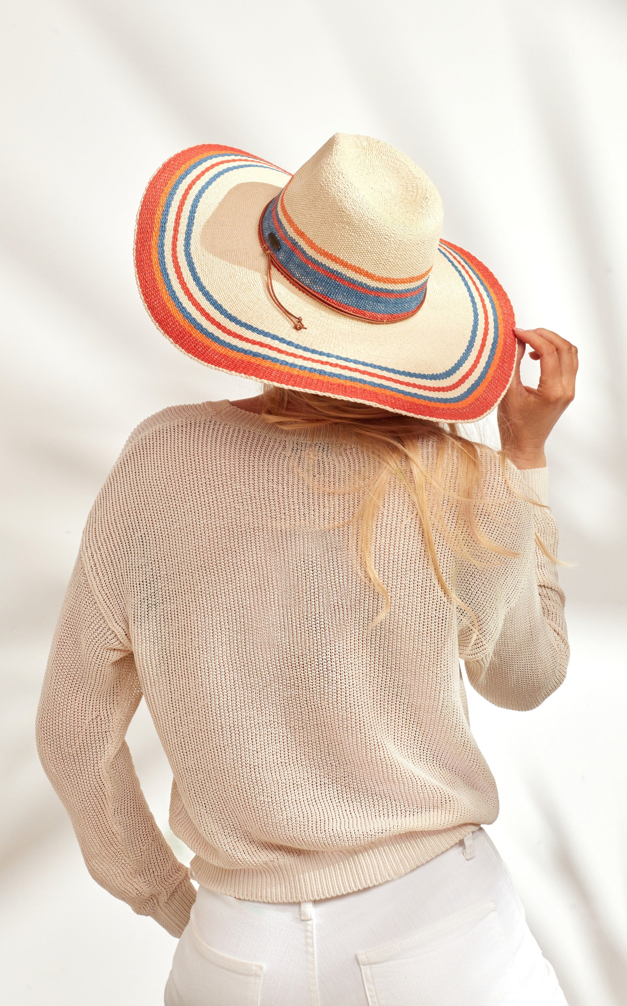Striped Detail Wide Brim Hat – Shop Caribbean Joe